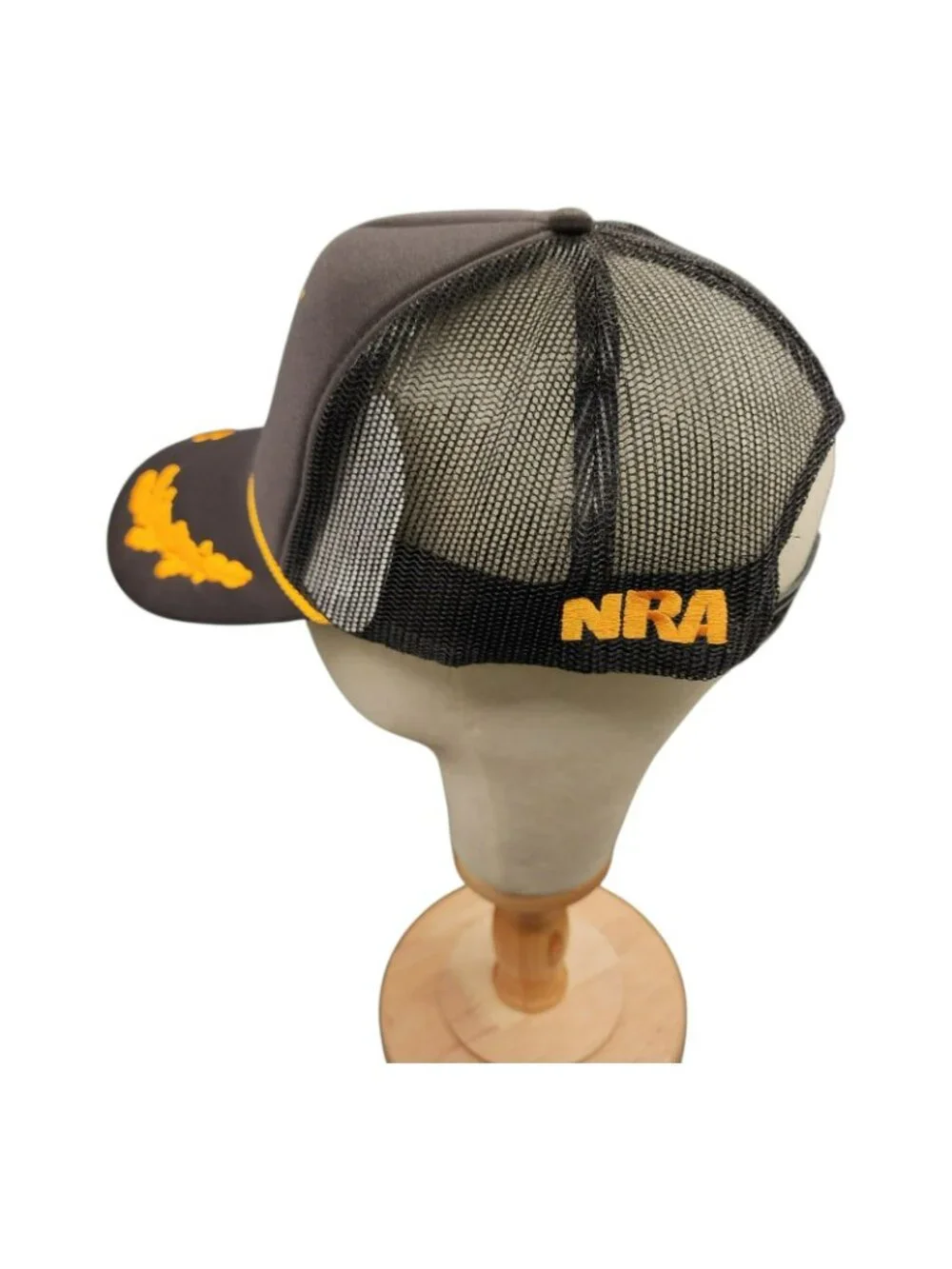 NRA Logo Trucker Hat With Gold Eagle Rope Trim & Embroidered 